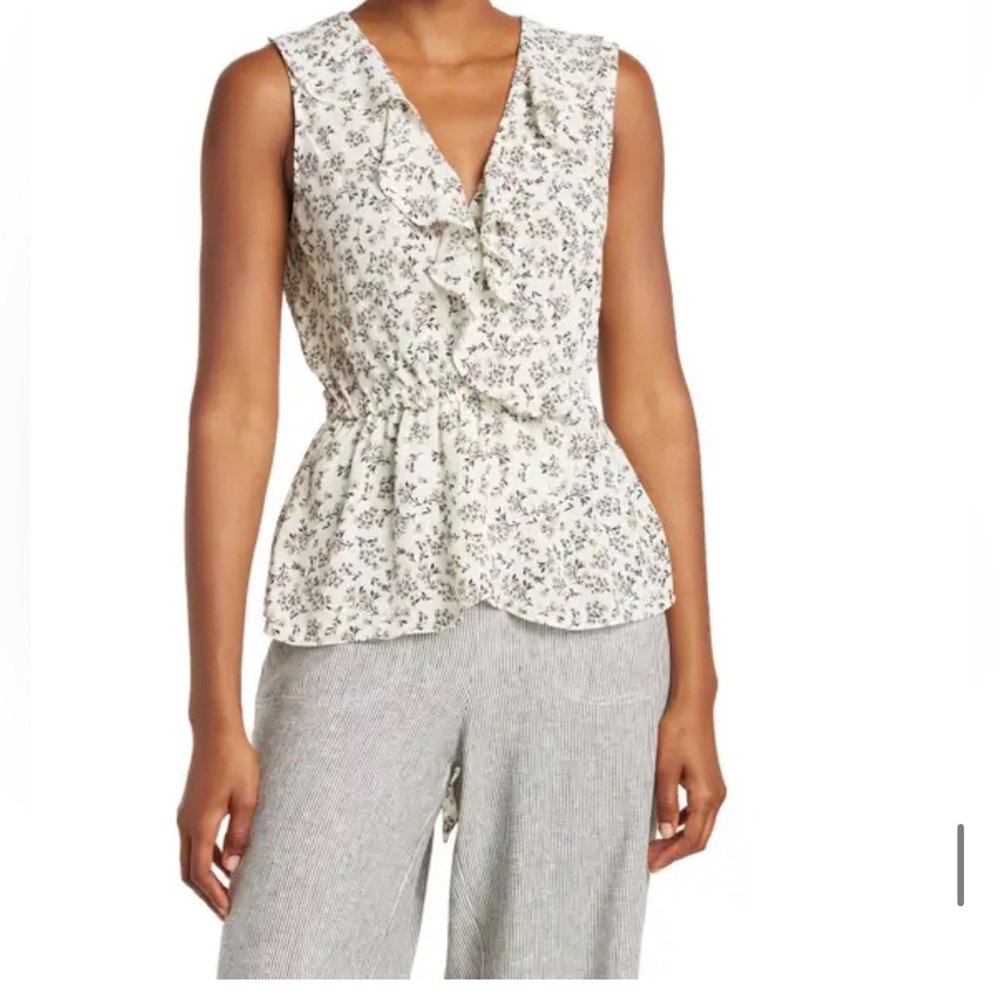 Max Studio Sleeveless Wrap Peplum Top EUC XL